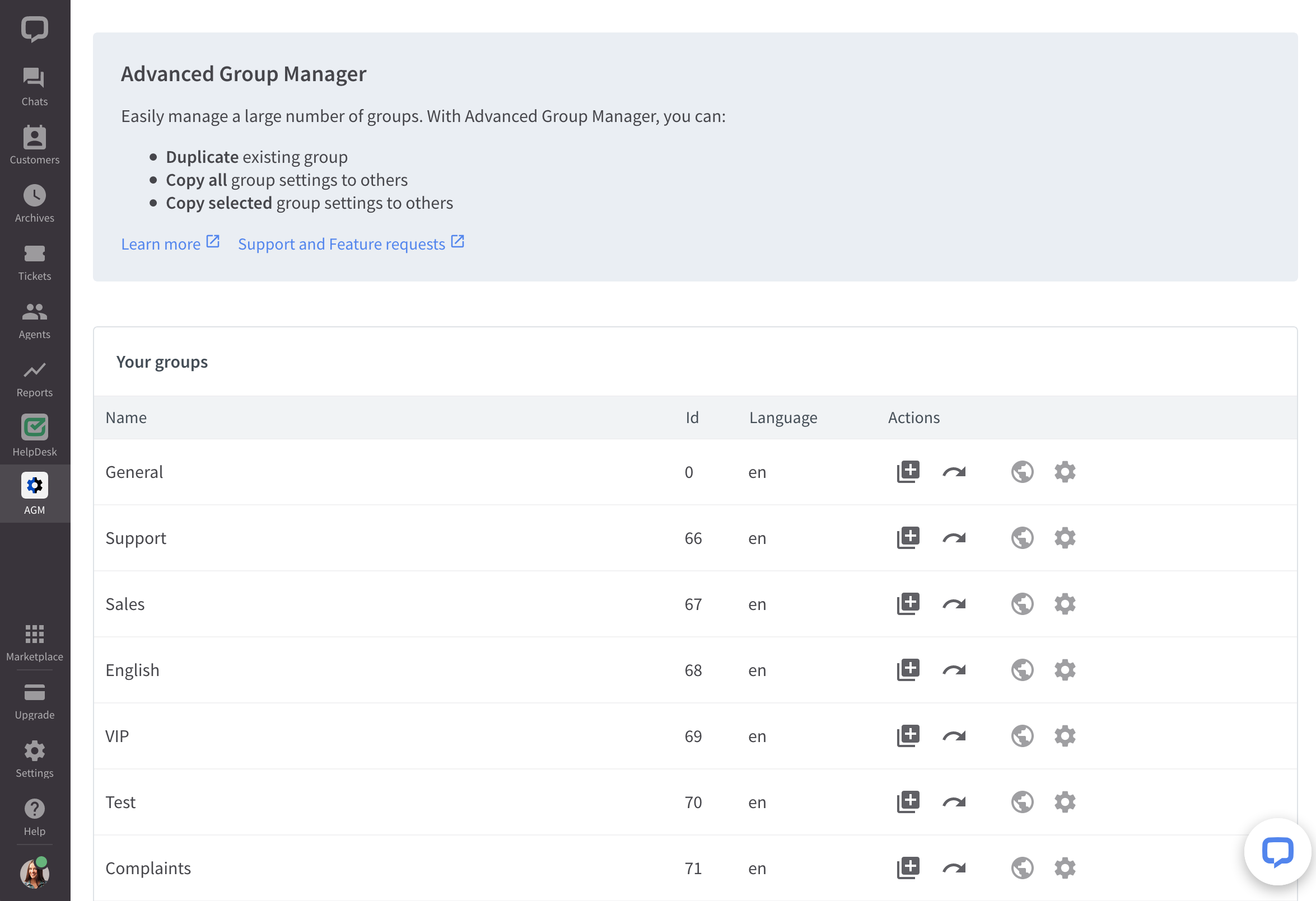 Advanced Group Manager application screenshot